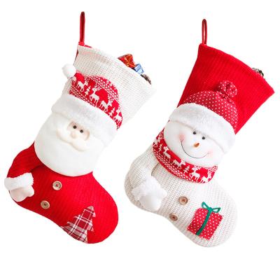 China FABRIC Christmas Stocking with Santa Snowman Dressed for Christmas Stocking Gift Bag Christmas Decoration Socks for sale