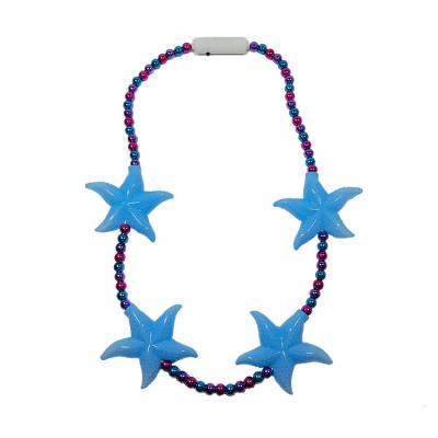 China ABS Star Jewelry For Decoration Festival Party Blue Starfish LED Pearl Necklace For Party Led Necklace for sale