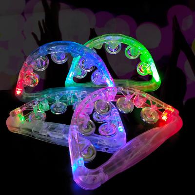 China ABS LED Baby Rattle Colorful Flashing Hand Bell Light Up LED Tambourne Luminous Toys Led Party Lights for sale