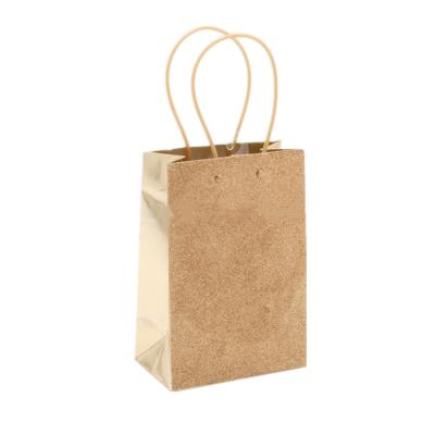 China Small Recyclable Gold Glitter Gift Bag Popcorn Paper Bag for sale