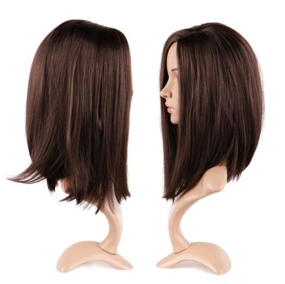 China Hot Selling 16inch Nature Brown Convenient And Durable Fiber Hair Wig Synthetic Fiber Wigs for sale