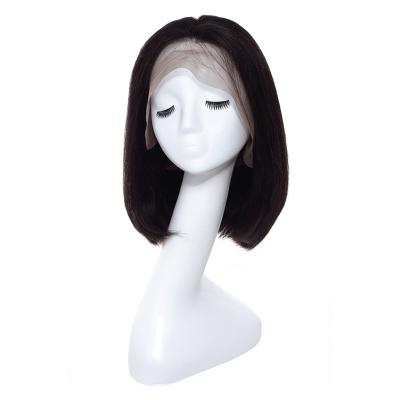 China Bobo Medium Length 12 Inch Natural Color Straight Straight Human Hair Wigs Human Hair Lace Front Wig for sale