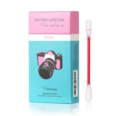 China Custom LOGO 20 PICTURE/Box of cotton swab lip gloss lip color cotton swab pink portable waterproof 0.15ml*20 lip tint solution for sale