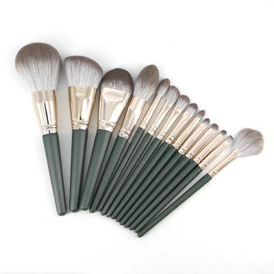 China Fashion 14 Packs Professional Fiber Powder Blush Concealer Sweep Beauty Tool Makeup Brush Collection Bag Makeup Brush Set for sale