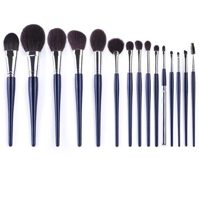 China Angular Blush Manufacturer Custom Wholesale Professional Makeup Tools 15pcs Wool Material Makeup Brush for sale