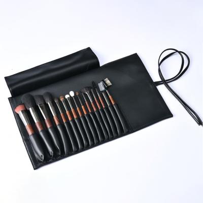 China Angular Blush Black Bristle Beech Wood Handle Thickened Polished Aluminum Tube Into 15 Pieces Set Makeup Brush Set Beauty Brush Set for sale