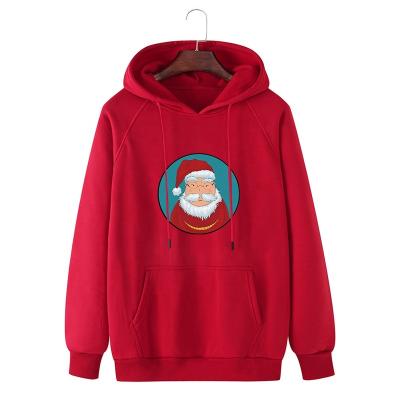 China Anti-wrinkle Santa Claus print custom hoodies soft sweatshirt no hood unisex oversized hoodies for men for sale