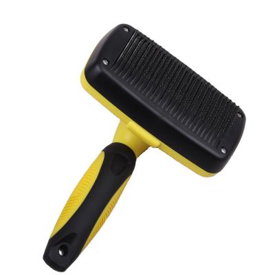 China Stocked Removes Loose Hair Tangles Skin Friendly Promote Shinier Circulation Self Cleaning Brush For Dogs And Cats for sale