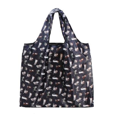 China Unique Design Folding Hot Sale Folding Polyester Shopping Bag Floral Pattern Printed Ecobag for sale