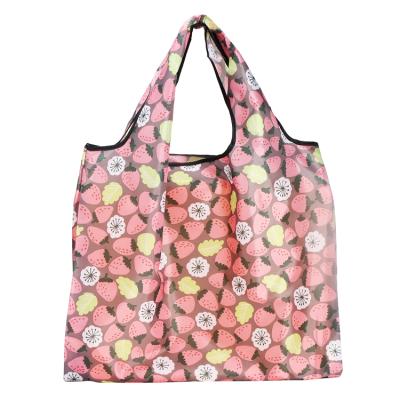 China Eco Bag Cheap Reusable Cloth Folding Polyester Shopping Bag Folding Floral Pattern Printed Eco Bag for sale