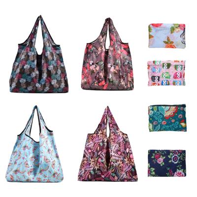 China 100% eco-friendly reuseable recycable 2022 extra large women's folded shopping bags ripstop plastic nylon bags for supermarket for sale