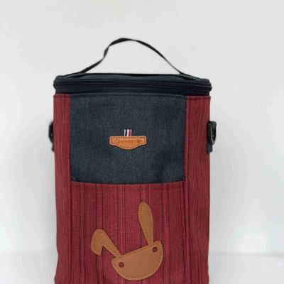 China High Quality Bamboo Common Nylon Portable Cylinder Insulated Lunch Folding Bag for sale