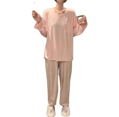 China 2021 Breathable Spring and Autumn Women in Pajamas R-neck Long Sleeve Two-Piece Housecoat for sale