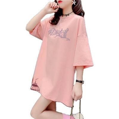 China Pregnant women's short sleeve t-shirt summer fashion cotton blouse summer belly plus size pure breathable loose hedging bottom for for sale