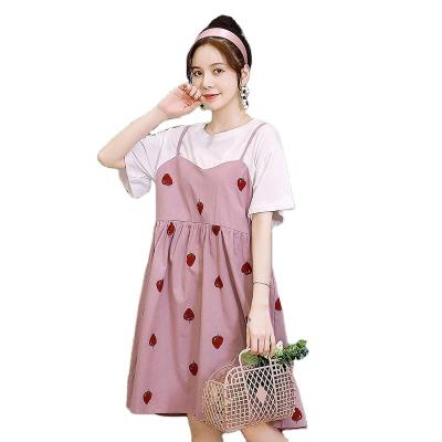 China Radiation Protection Pregnant Women Summer Dress 2021 Fashion New Come Out Late Pregnancy Summer Loose Two Skirt Short Sleeve Dresses for sale