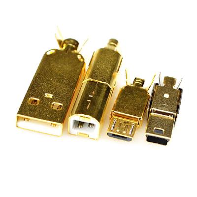 China Board And Wire Gold Plated USB A Male C Connector Solder Wire Connector USB 2AM Connector for sale