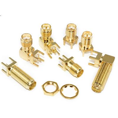 China SMA-KWE/KHD inner hole needle SMA rf antenna seat connector rf copper outer screw elbow foot compensation connector for sale