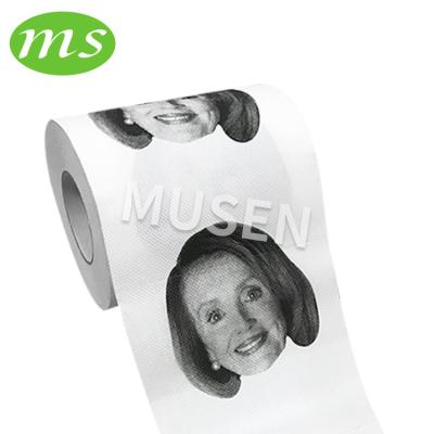 China Virgin Wood Pulp Mill Supply Nancy Pelosi Printed Toilet Paper Roll For US Election for sale