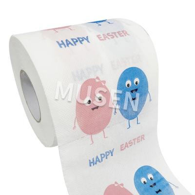 China Virgin Wood Papers Easter Toilet Paper Happy Easter Decorate Roll Paper Easter Egg Printed Toilet Paper For Easter And Holiday Day for sale