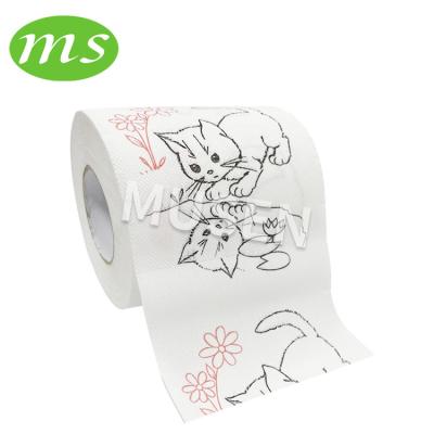 China Virgin wood pulp makers supply creative digital cat wood pulp toilet paper painting printed absorbent paper for sale