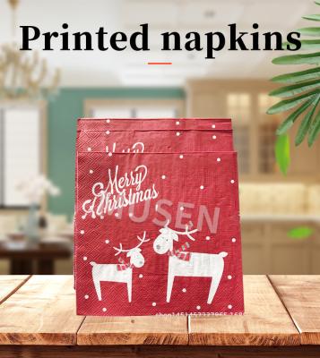 China Pocket Paper Towel Holiday Table Cloth Printed Tissue Tissue Paper For Fesival Christmas for sale