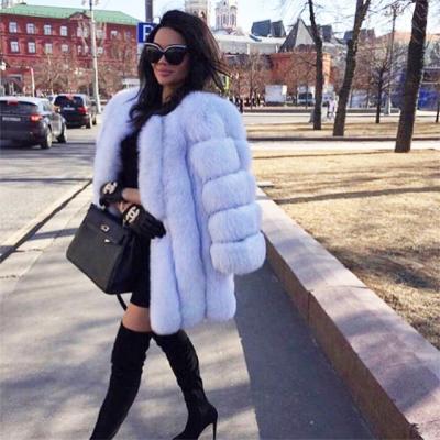 China Factory price elegant style viable ladies fashion mid section real golden fox fur winter fur coat for sale