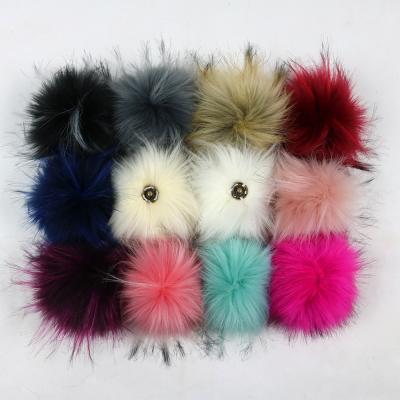 China Bag charm/fur locking factory faux fox fur pom pom or wholesale faux raccoon fur pom pom ball with snap for sale