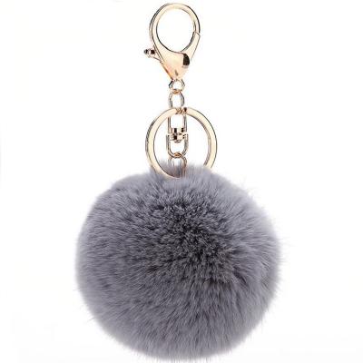 China Wholesale 8cm Rex Rabbit Fur Pompom Keychain, Ball Bag Charm Factory Key Chain for sale