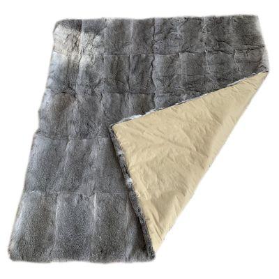 China Custom Hot Sale Auto Upholstery Hometextile Manufacturer Winter Rex Natural Plate Genuine Rabbit Soft Fur Blanket for sale