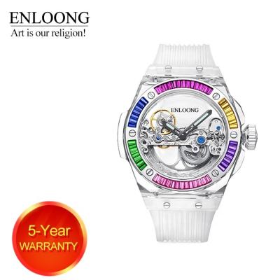 China Non-Specific ENLOONG Watches Luxury Brand Women Wrist Lady Automatic Skeleton Watch With Custom LOGO Acrylic Case Diamond OEM for sale