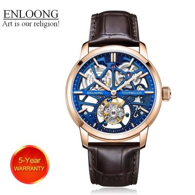 China 2021 ENLOONG Real Luxury Power Reserve Tourbillon Watches Men With Sapphire Stainless Steel Long Power Reserve Luxury Gold Wristwatch OEM for sale