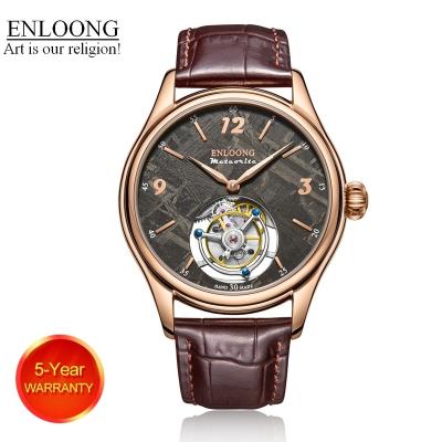 China Reserve 2021 ENLOONG Real Power Luxury Tourbillon Watches Men With Meteorite Dial Steel Handcrafted Black 316L Sapphire Wrist Man Watch Luxury for sale