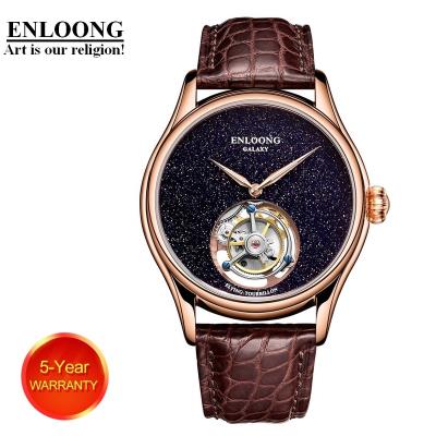 China Real Luxury Tourbillon 2021 ENLOONG Galaxy Watches Luxury Mens Celestite Dial Sapphire Stainless Steel OEM Wrist Watch for sale