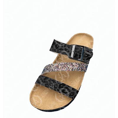 China JUNZHI Flat Katherine Women Glitter Leopard Sandals for sale