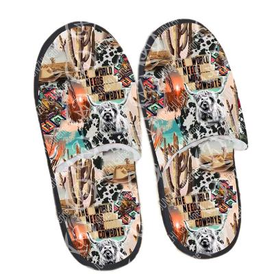 China Autumn Rubber Western Style Aztec Print 1 Pair Plush Custom Home Slippers for sale