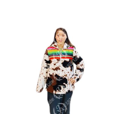 China JUNZHI KATHERINE Cow Hide Print Sherpa Fleece Serap Cow QUICK DRY Sweater for sale