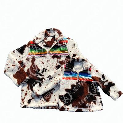 China Breathable JUNZHI Katherine Leopard Rainbow Sherpa Sweater for sale