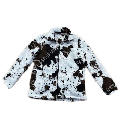 China Breathable JUNZHI KATHERINE Sherpa Fleece Cowhide Jacket for sale