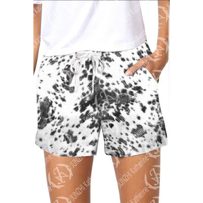 China JUNZHI KATHERINE Summer Print Sunflower Aztec Cowhide Girl Breathable Shorts for sale