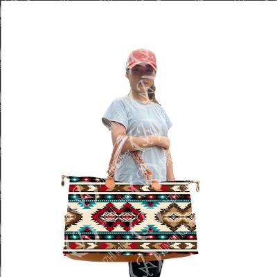 China JUNZHI Katherine Southwest Stripe Print Aztec Summer Travel Weekend Bag for sale