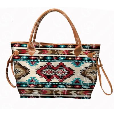 China Polyester JUNZHI Katherine Cheetah Serape Aztec Tote Bag for sale