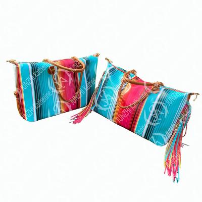 China 2020 New Summer Travel Rainbow Striped Fringe Serape Duffel Bag for sale