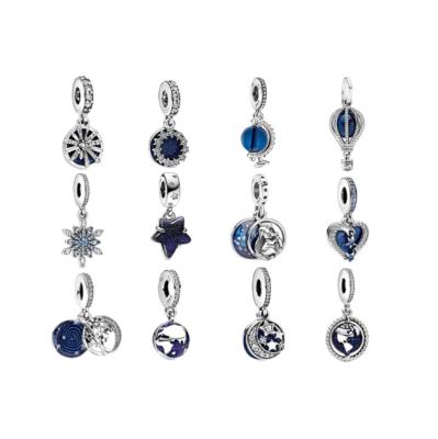 China CLASSIC Hot Selling DIY Fit 925 Sterling Silver Blue Series Pendant Charms Original Pandoraer Bracelet Necklace Logo for sale