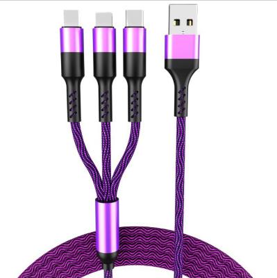 China 5A/3A Magnetic Nylon Fast Charger Data Cable USB Type-C Data Cable Three In One Interface Charging Cable Suitable For iPhone For Android for sale