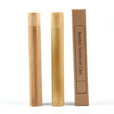 China Portable Eco-friendly Natural Bamboo Tubes Packaging Bamboo Toothbrush Holder for sale