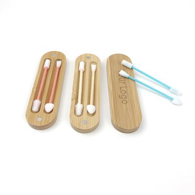 China Eco-friendly Custom Reusable Organic Cotton Swabs Ear Test Piece Silicone Swabs With Box for sale