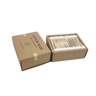 China Disposable 100-200 Pcs Double Head Bamboo Cotton Pads Disposable Earbuds Wooden Sticks for sale