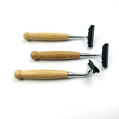 China High Quality Men's Manual Triple Double Blade Edge Shaving Eco Friendly Safety Razor With Bamboo Handle for sale