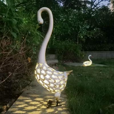 China LANDSCAPE Ornaments Metal Swan Animals Art Solar Battery Outdoor Garden Decorative for sale