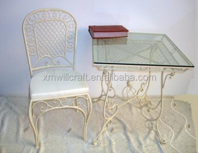 China Convertible Antique 1+2 Dining Tables And Chairs Wrought Iron Furniture for sale